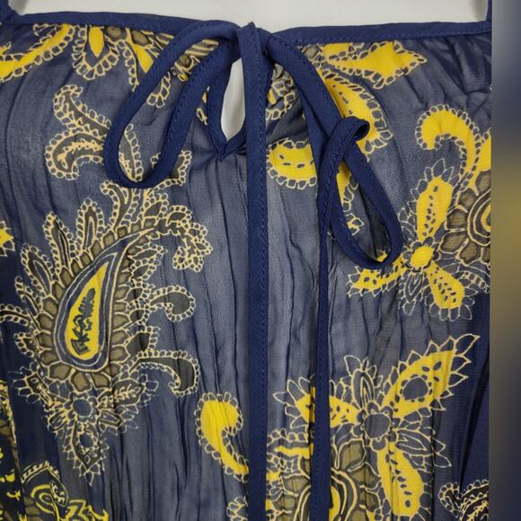 Lane Bryant Paisley 3/4 Sleeve Chiffon Blue Blouse Size 22/24 - Picture 11 of 14